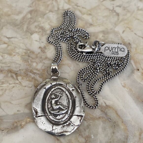 Pyrrha Cherub & Butterfly Rare Archived Talisman Sterling Silver 18” Chain - Picture 1 of 6